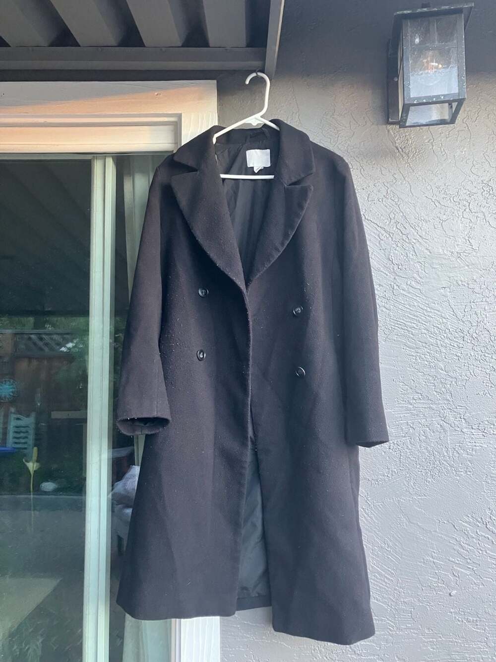 H&M Double-Breasted Notch Lapel Duster Coat in Black